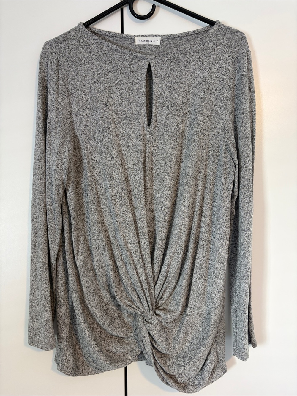 Jax & Henley Heather Gray Twist-Front Long Sleeve Top